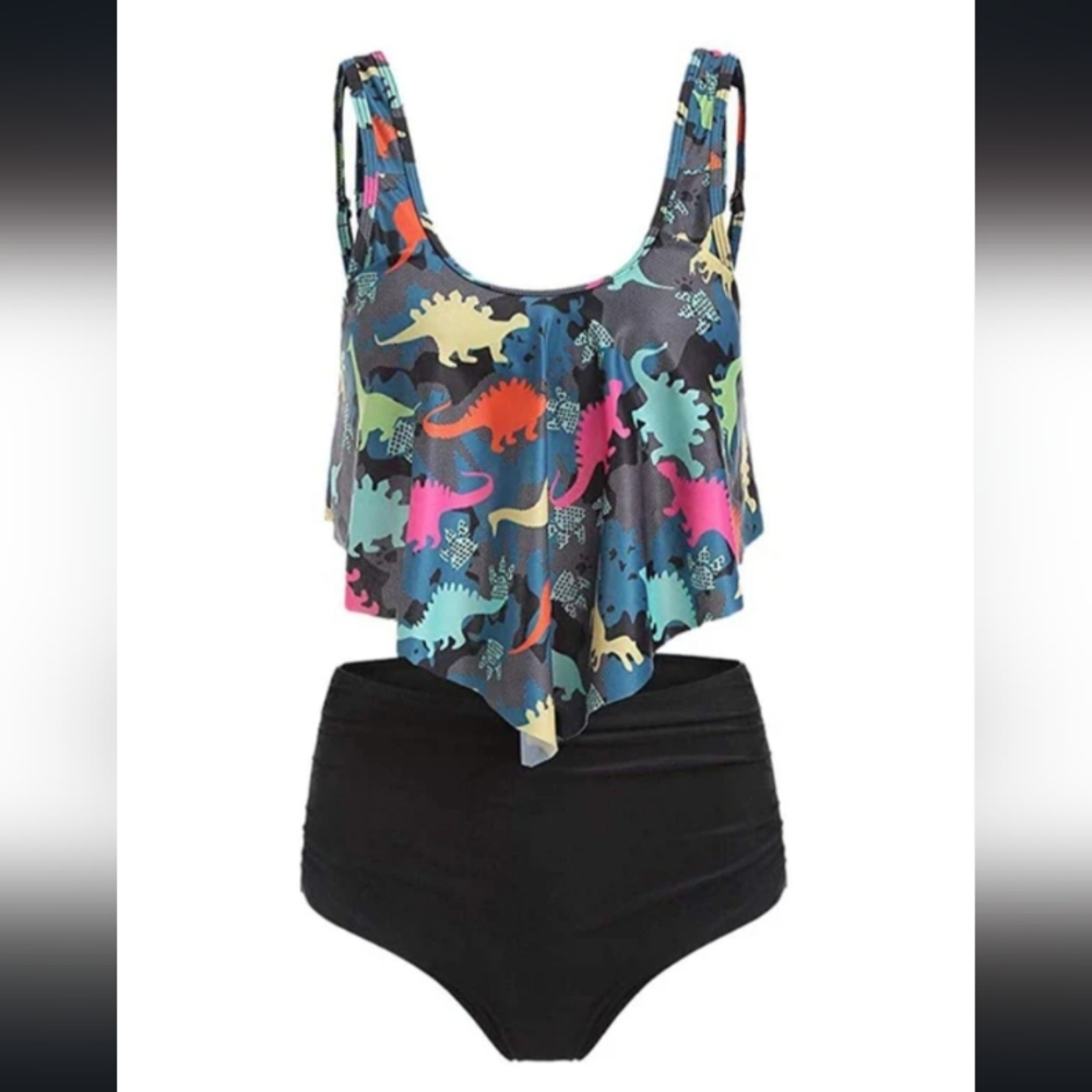 RetroStage Neon Dinosaur tankini 2 piece NWT
